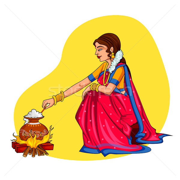 Happy Pongal Holiday Harvest Festival of Tamil Nadu South India greeting  background vector illustration © vectomart (#8751499) | Stockfresh
