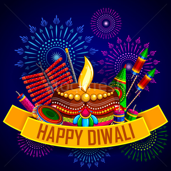 Glücklich Diwali Feuerwerkskörper Illustration Party Design Stock foto © vectomart