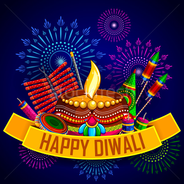 Foto stock: Feliz · diwali · petardo · ilustración · fiesta · diseno