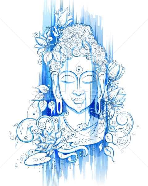 Lord Buddha in meditation for Buddhist festival of Happy Buddha Purnima Vesak Stock photo © vectomart