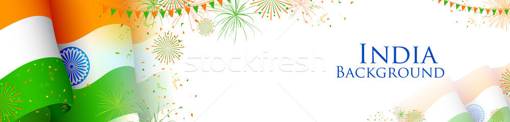триколор баннер счастливым день индийской иллюстрация Сток-фото © vectomart
