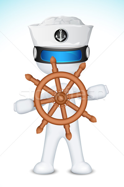 3d Sailor with Steering Wheel Stock photo © vectomart