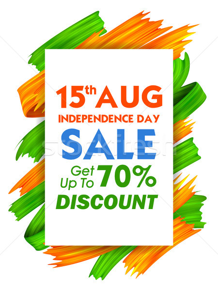 Stock photo: Acrylic brush stroke Tricolor banner with Indian flag for 15th August Happy Independence Day of Indi