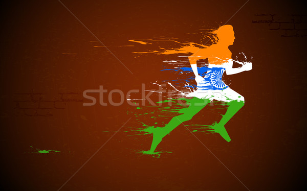 [[stock_photo]]: Coureur · indian · tricolor · illustration · homme