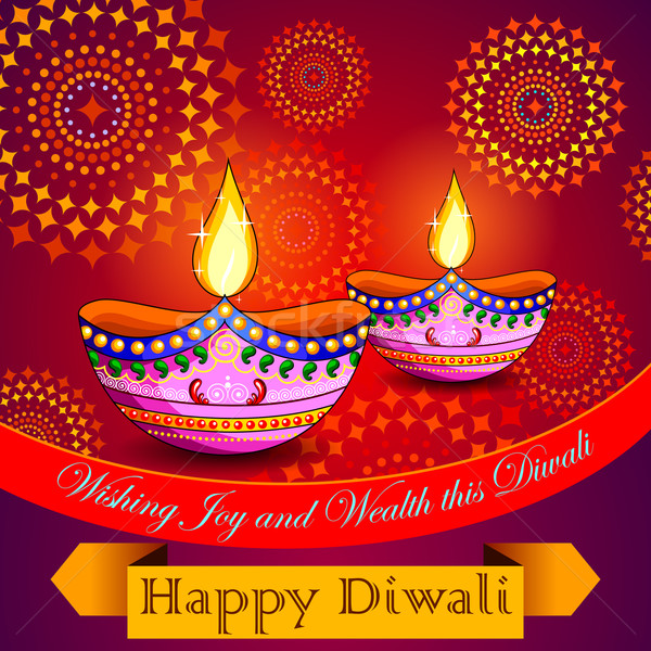 Glücklich Diwali Feuerwerkskörper Illustration Licht Design Stock foto © vectomart