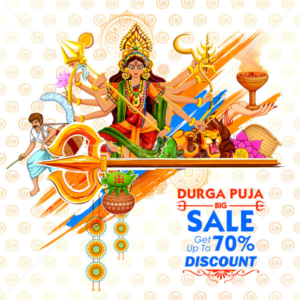 Goddess Durga in Subho Bijoya Happy Dussehra background Stock photo © vectomart