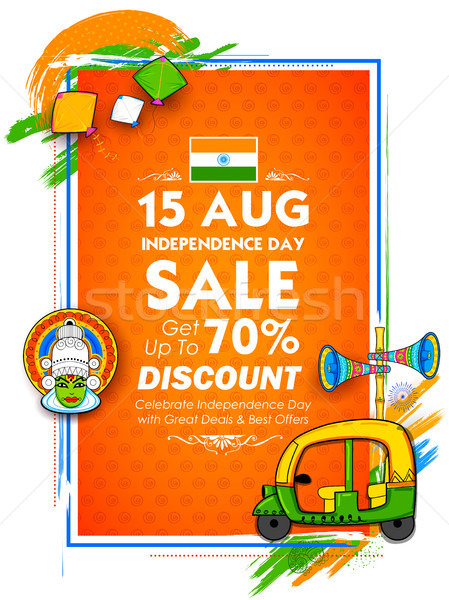 Independence Day of India sale banner with Indian flag tricolor Stock photo © vectomart