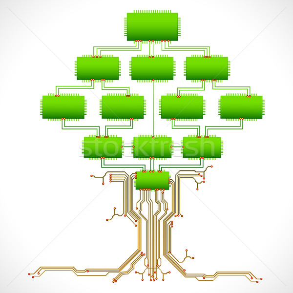 дерево иллюстрация чипа электронных схеме Сток-фото © vectomart