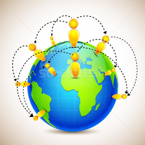 Stock photo: Globe with World Wide Human Network