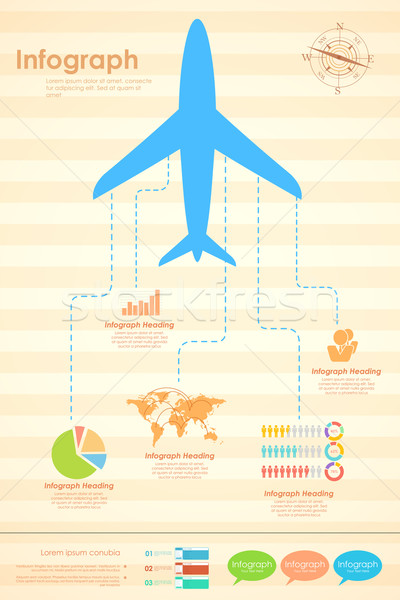 Airplane in Travel Infograph Stock photo © vectomart