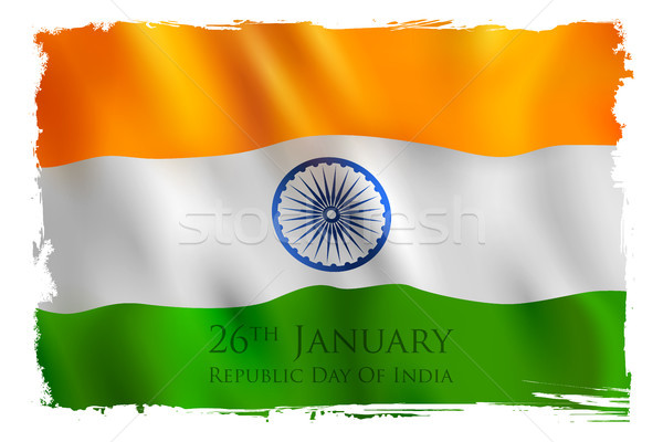 Tricolor banner with Indian flag for 26th January Happy Republic Day of India Stock photo © vectomart