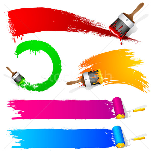 Fırça boya örnek ayarlamak renkli dizayn boya Stok fotoğraf © vectomart