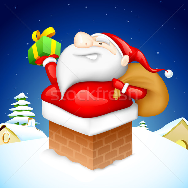 Santa entering through Fire Pipe Stock photo © vectomart