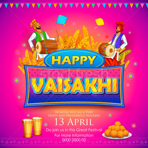 Happy Vaisakhi Punjabi festival celebration background Stock photo © vectomart