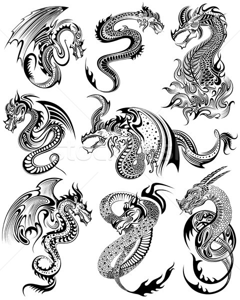 Foto stock: Tatuaje · arte · diseno · furioso · dragón · colección