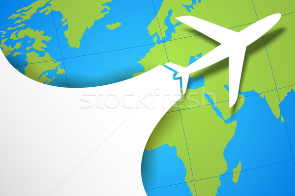 Airplane Taking off on Earth Map Stock photo © vectomart