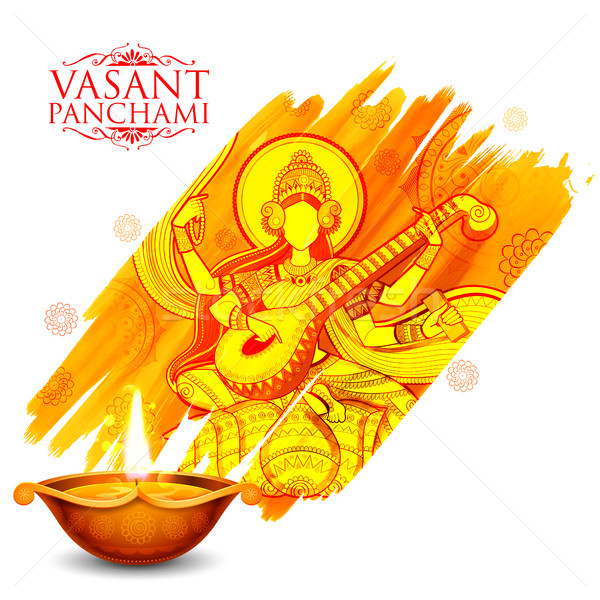 Goddess of Wisdom Saraswati for Vasant Panchami India festival background Stock photo © vectomart
