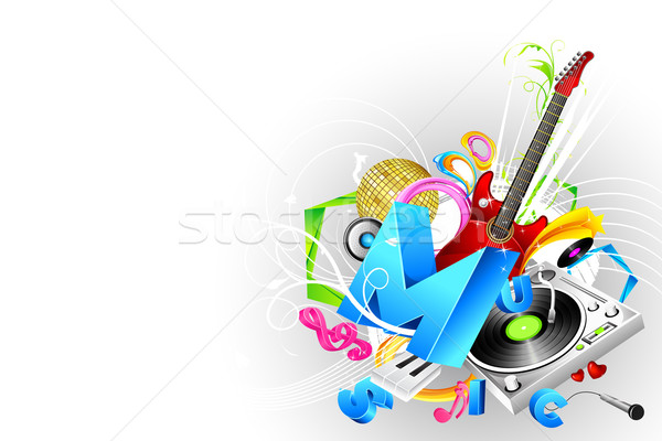 Musikalische Illustration abstrakten Lautsprecher Gitarre Musik Stock foto © vectomart