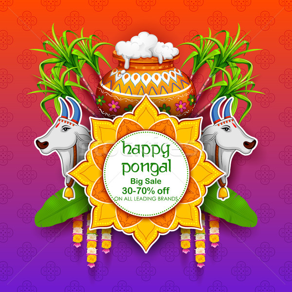 Happy Pongal Holiday Harvest Festival of Tamil Nadu South India Sale and Advertisement background Stock photo © vectomart