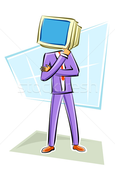 Pensando hombre de negocios ilustración ordenador cabeza negocios Foto stock © vectomart