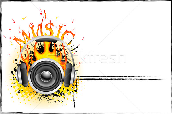 Hot muzyki ilustracja słuchawek Język ognia Zdjęcia stock © vectomart