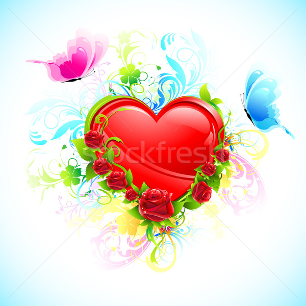 Stock foto: Floral · Herz · Illustration · dekoriert · Blume · unter