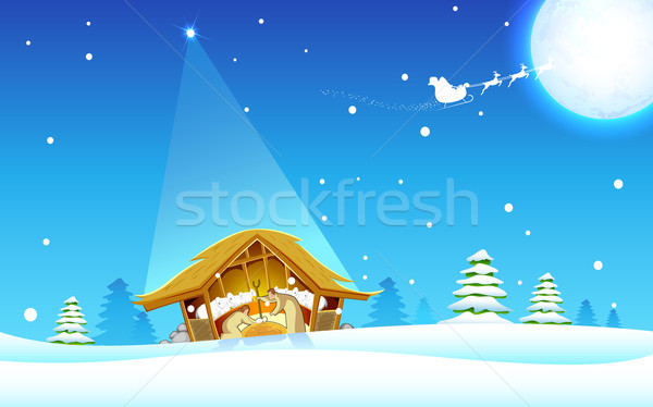 Urodzenia Jezusa ilustracja scena dziecko Zdjęcia stock © vectomart