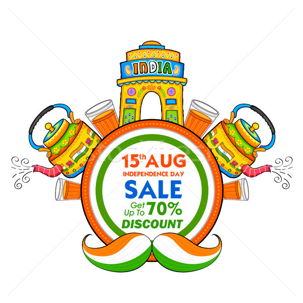 Independence Day of India sale banner with Indian flag tricolor Stock photo © vectomart