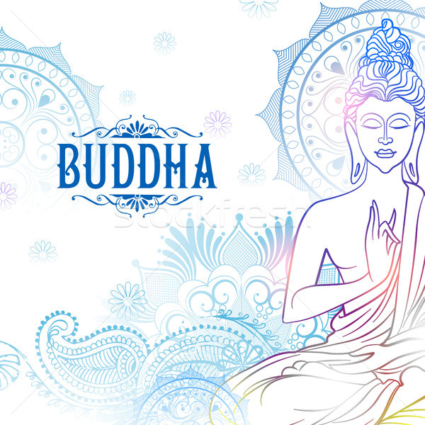 Buddha meditáció buddhista fesztivál boldog illusztráció Stock fotó © vectomart