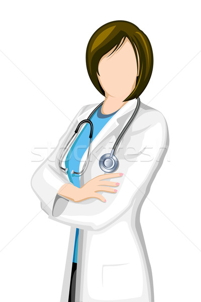 Femeie medic ilustrare stetoscop izolat fată Imagine de stoc © vectomart