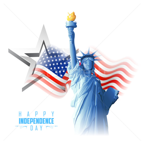 Illustrazione statua libertà bandiera americana donna Foto d'archivio © vectomart