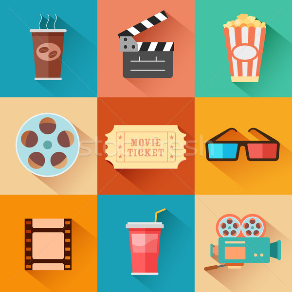 Stockfoto: Film · film · illustratie · stijl · koffie