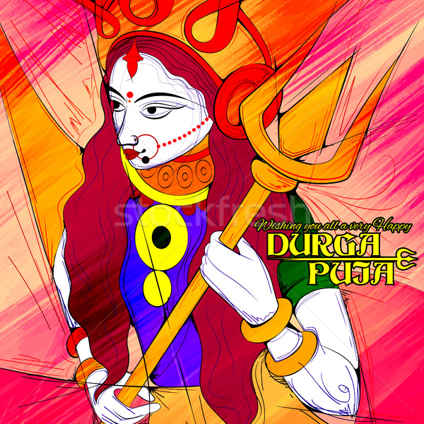 Goddess Durga in Subho Bijoya Happy Dussehra background Stock photo © vectomart