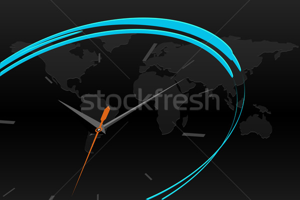 Сток-фото: международных · время · иллюстрация · аннотация · часы · Мир · карта
