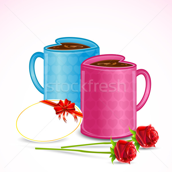 Amor beber ilustração par forma de coração caneca de café Foto stock © vectomart