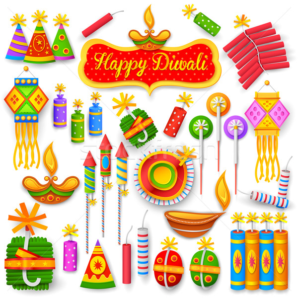 Színes petárda diwali ünnep jókedv illusztráció Stock fotó © vectomart