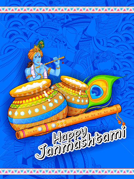 Felice festival illustrazione colorato banner krishna Foto d'archivio © vectomart