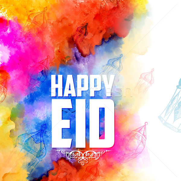 Eid Mubarak Happy Eid greetings background for Islam religious festival on holy month of Ramazan Stock photo © vectomart