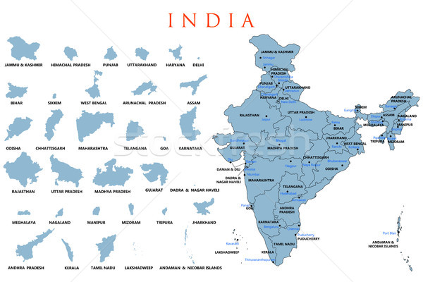 Detaliat hartă India Asia ţară Imagine de stoc © vectomart
