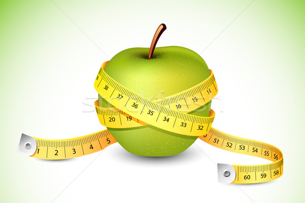 巻き尺 周りに リンゴ 実例 新鮮な 緑 ストックフォト © vectomart