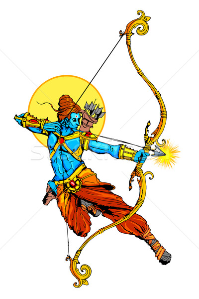 Lord Rama with bow arrow killimg Ravana Stock photo © vectomart
