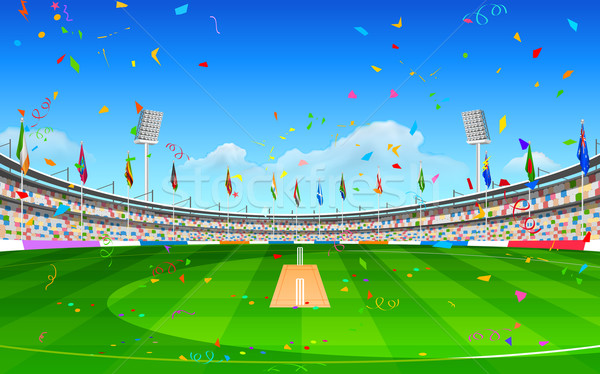 Stadium of cricket showing flags of participating countries Stock photo © vectomart