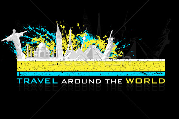 Viaggio illustrazione mondo noto colorato Foto d'archivio © vectomart