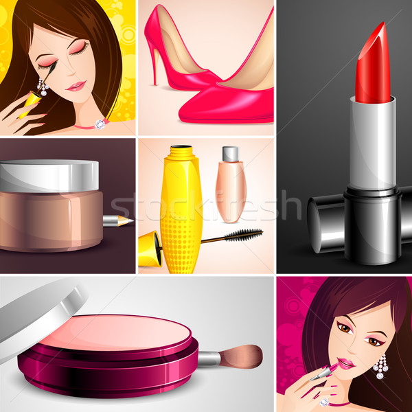 Mode Illustration kosmetischen Collage Mädchen Design Stock foto © vectomart
