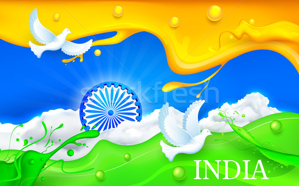 Colomba battenti indian tricolore bandiera illustrazione Foto d'archivio © vectomart