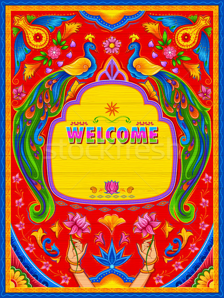 Colorful welcome banner in truck art kitsch style of India Stock photo © vectomart
