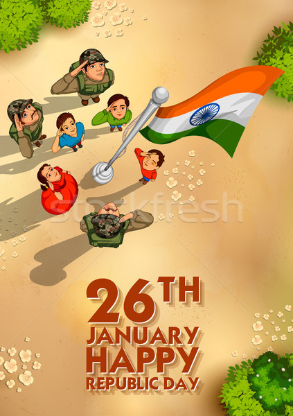 Indian people saluting flag of India with pride on Happy Republic Day Stock photo © vectomart