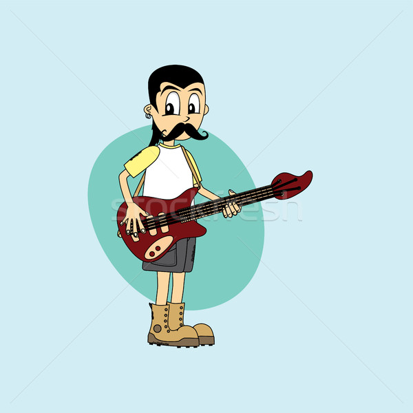 Männlich Zeichentrickfigur Band Gitarre Vektor Kunst Stock foto © vector1st