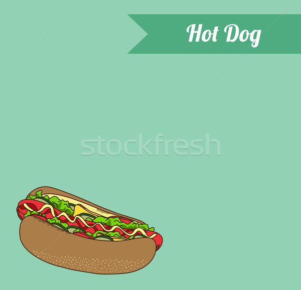 Stockfoto: Hot · dog · voedsel · vector · kunst · grafische · illustratie