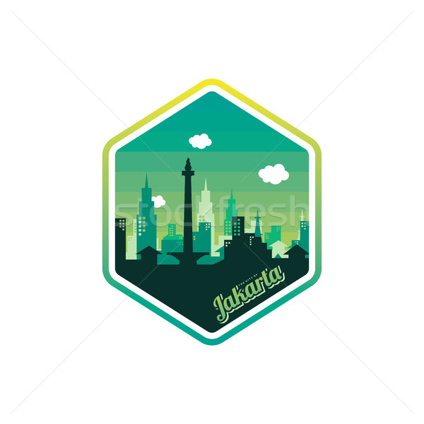 Ville Jakarta étiquette badge vignette logo [[stock_photo]] © vector1st